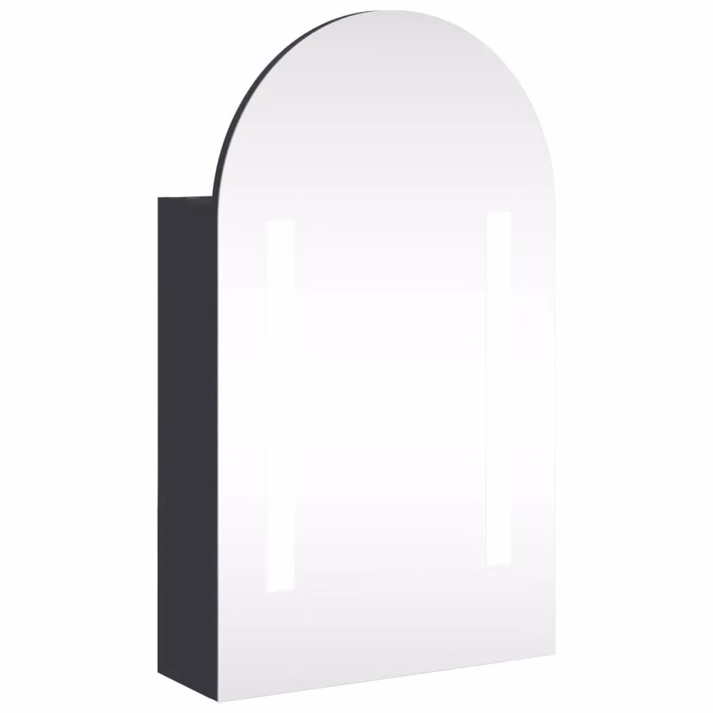 Berkfield Home Arched Bathroom Mirror Cabinet with LED Light, Grey, W: 42 cm, D: 13 cm, H: 70 cm – 2