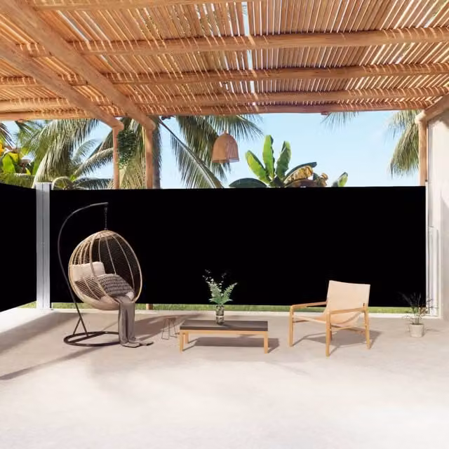 Berkfield Home Retractable Single Roller Side Awning in Black, W/H: 1000 x 200 cm – 1
