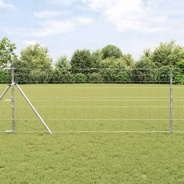 Berkfield Home Field Fence in Silver Galvanised Steel, 1 x 50 m – 1