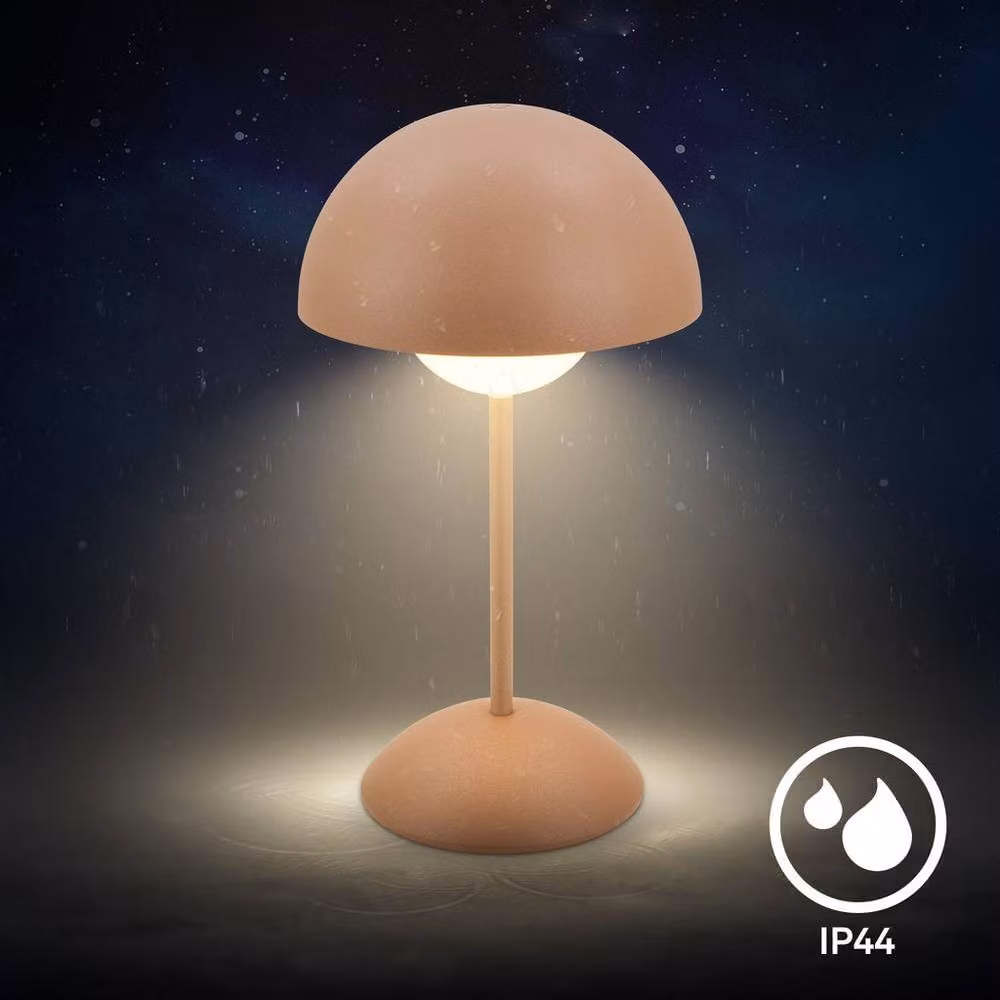 Briloner Rechargeable LED Mushroom Table Lamp with Touch Dimming, IP44 Waterproof, Coffee Beige, H 29 cm x W 16 cm x D 16 cm – 4