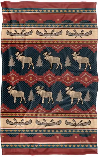 JQ Licensing Moose and Canoe Pattern Super Soft Snuggle Blanket, Multicolour, 91 x 147 cm – 4