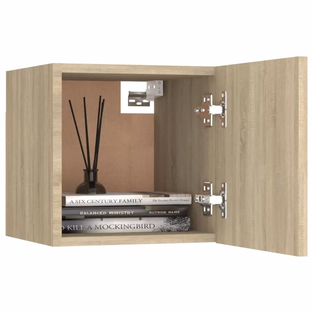 Berkfield Home Wall Mounted Bedside Cabinet in Sonoma Oak, W/D/H: 30.5 x 30.5 x 30.5 cm – 2