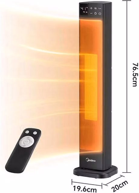 Livingandhome 2000W Ceramic Fan Heater with Thermostat, Remote Control and Timer in Black