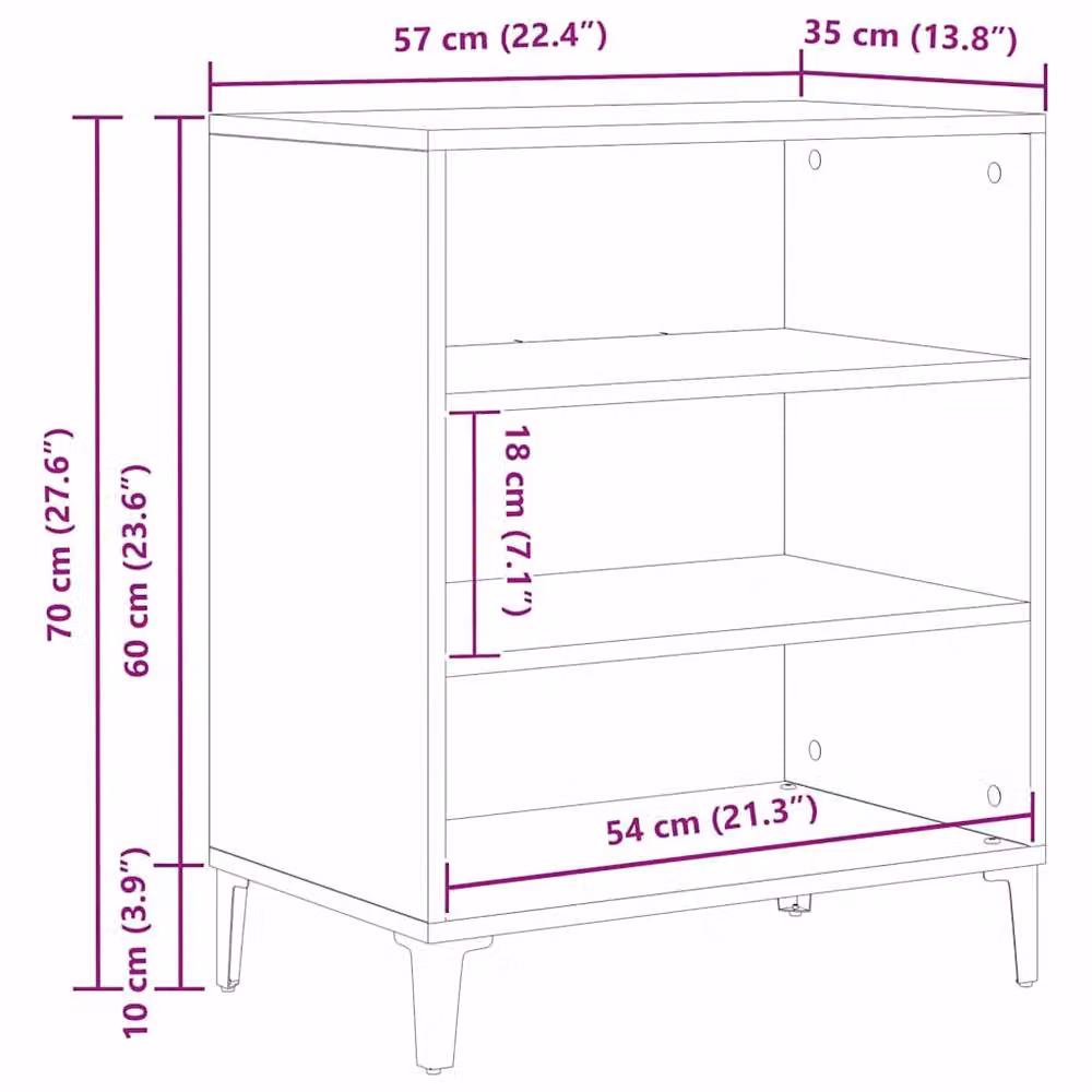 Berkfield Home Modern Black Oak Sideboard, W: 57 cm, D: 35 cm, H: 70 cm – 7