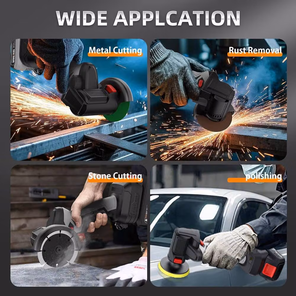 NANWEI Compact Cordless Angle Grinder 76mm in Black and Multicolour for Cutting, Grinding and Polishing – 6