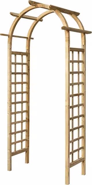 Rowlinson Chester Timber Garden Arch in Natural Wood with Trellis Support