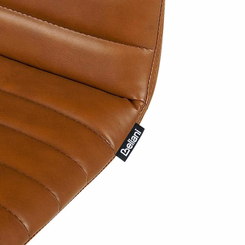 Wyld and Coco Set of 2 Golden Brown Faux Leather Bar Chairs with 360 Degree Swivel and Height Adjustable Metal Base – 5