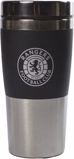 Rangers FC Executive Metallic Travel Handleless Mug with Lid, Silver, 450 ml