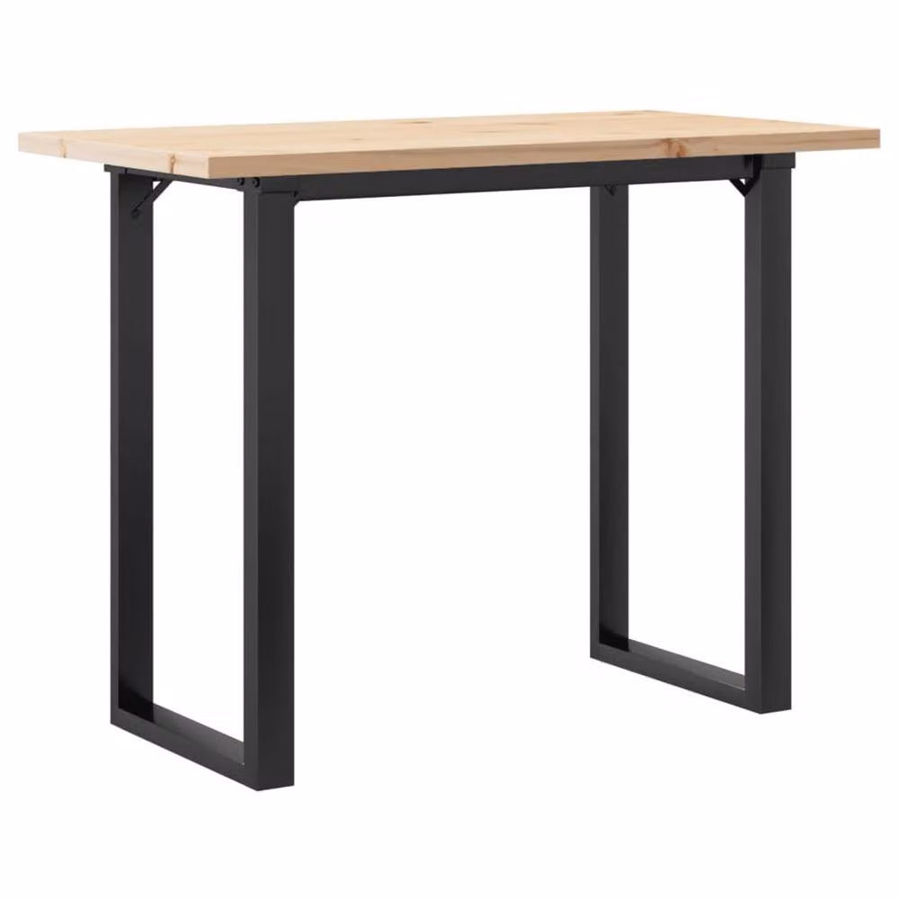 Berkfield Home O-Frame Rectangular Dining Table in Brown Solid Pine and Steel, W: 100 cm, D: 50 cm, H: 75.5 cm – 2