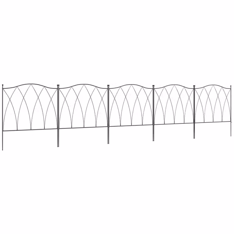 OUTSUNNY 5-Piece Metal Decorative Garden Fencing Border Edging in Black