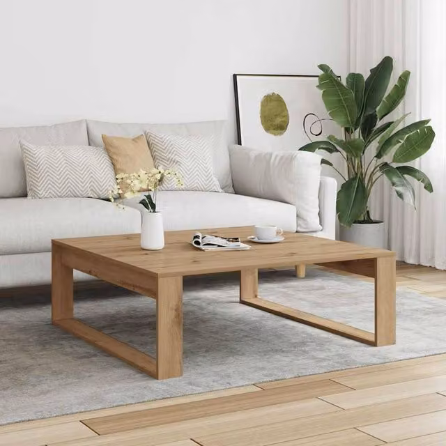 Berkfield Home Artisan Oak Coffee Table in Brown, W/D/H: 100 x 100 x 35 cm – 1