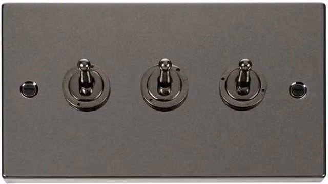 SE Home Black Nickel 3 Gang 2 Way 10AX Toggle Light Switch
