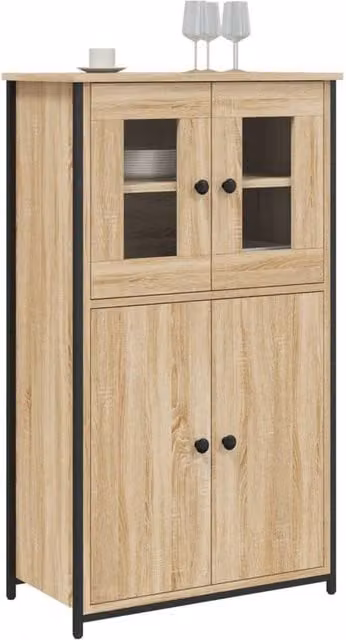 Berkfield Home Sonoma Oak Highboard in Light Oak, W/D/H: 62 x 32 x 106.5 cm