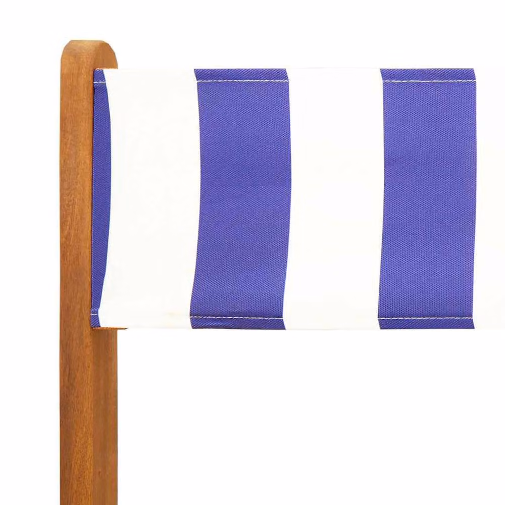 Berkfield Home Set of 6 Folding Garden Chairs in Blue and White Striped Fabric with Acacia Wood Frames – 3