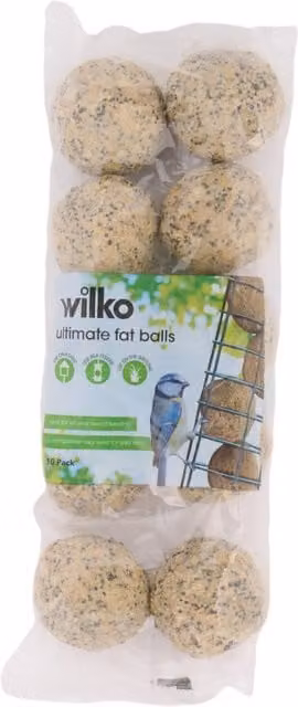 wilko Ultimate Fat Balls, Pack of 10, Brown