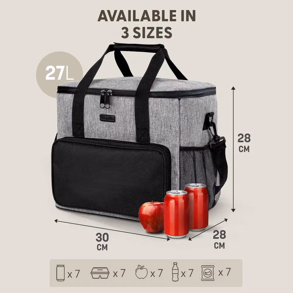 Keplin Insulated Leakproof Cooler Bag, Grey, 27l, W: 35 cm, D: 28 cm, H: 28 cm – 2