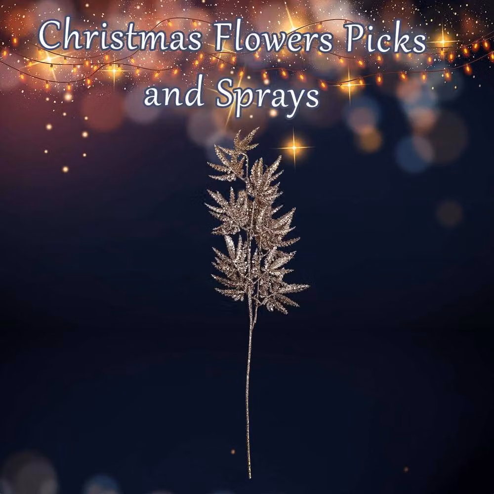 VFM e-Store Christmas Floral Stem Leaves and Berries Decoration in Beige and Multicolour, W/H: 28 x 74 cm – 2