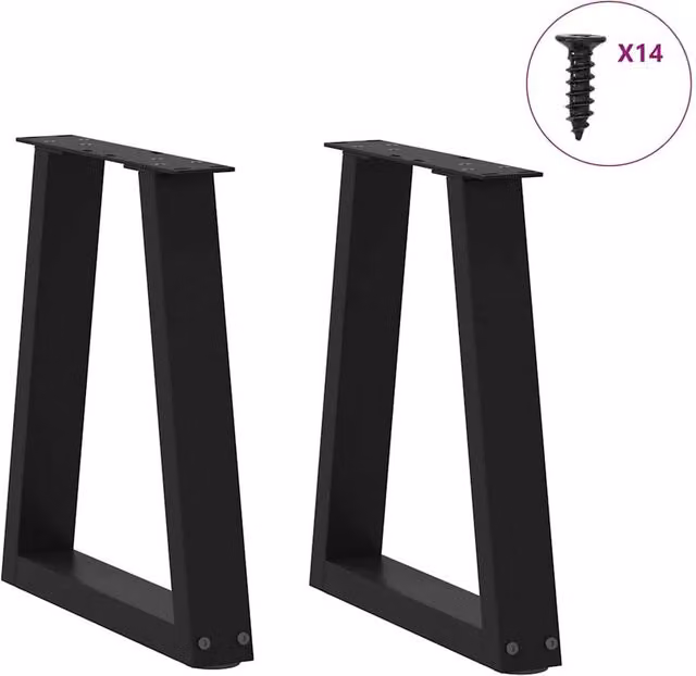 Berkfield Home Modern V-Shape Dining Table Legs, 2 Pieces, Black Steel, W/H: 38 x 42-43.3 cm – 1
