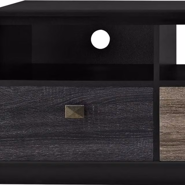 Mercer Modern Matt Wood TV Console in Black and Multicolour, W: 182.9 cm, D: 47.6 cm
