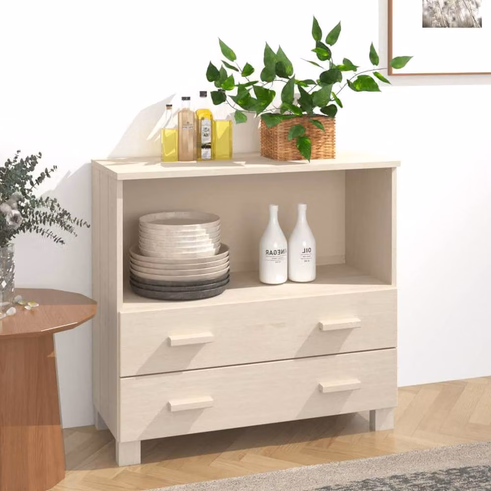Berkfield Home Hamar Sideboard in Honey Brown Solid Pine Wood, W: 85 cm, D: 35 cm, H: 80 cm – 2