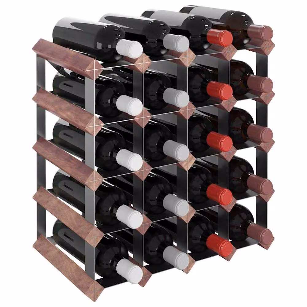 Berkfield Home Rustic Brown Solid Wood Pine Wall Mounted Wine Rack for 20 Bottles – 3