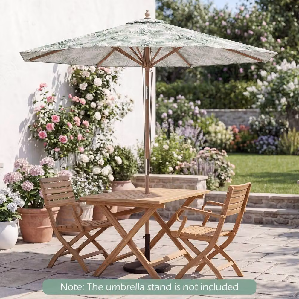 Costway 270cm Green Patio Umbrella Garden Parasol with Vented Top and Pulley Lift – 4