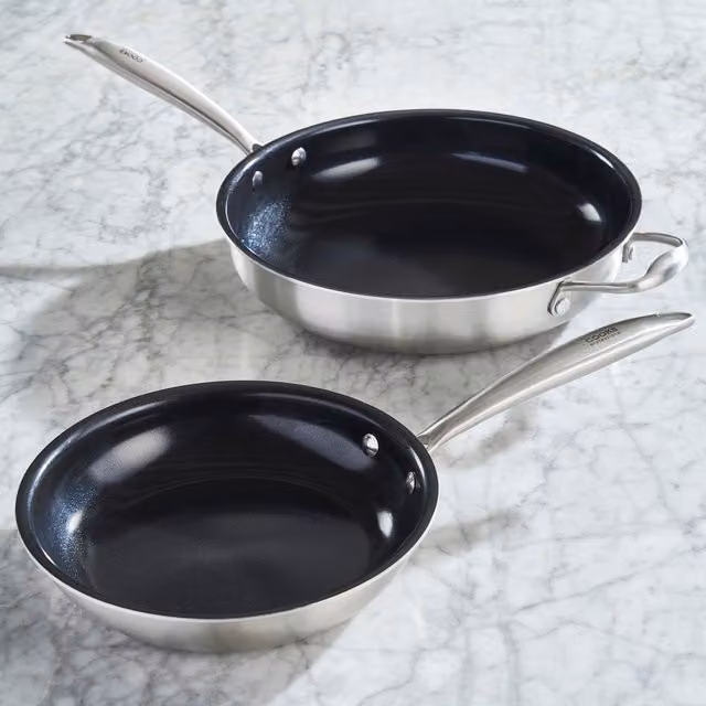 Cooks Professional Tri-Ply Ceramic and Stainless Steel Cookware Set, Silver, 28cm, 2 Piece