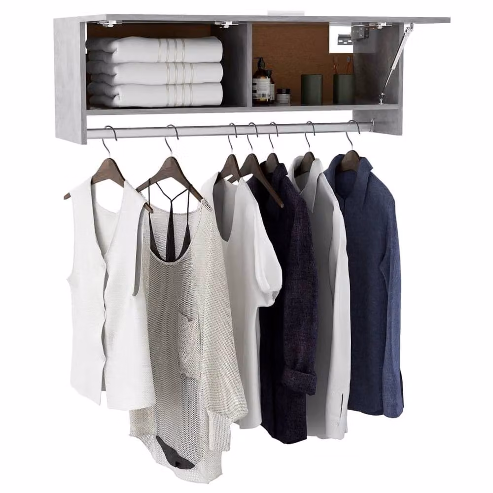 Berkfield Home Modern Wall Mounted Wardrobe in Concrete Grey, W/D/H: 100 x 32.5 x 35 cm – 3