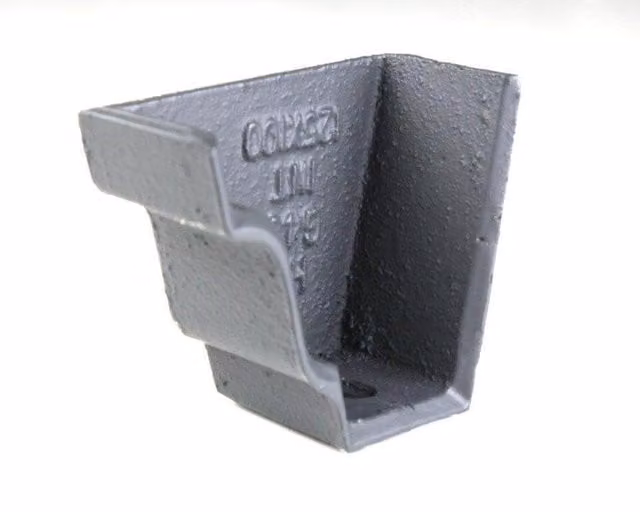Hargreaves Premier Cast Iron Moulded Ogee Gutter Left Hand Internal Stopend, 125mm, Grey