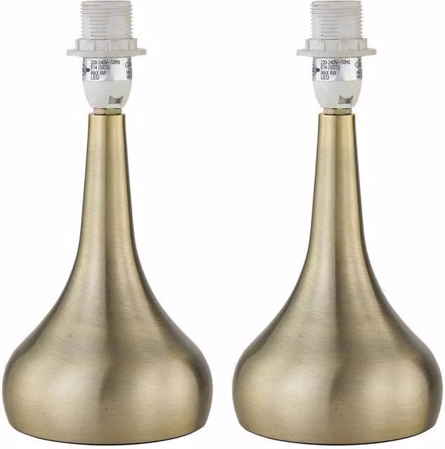 First Choice Lighting Romana Set of 2 Touch Operated Table Lamp Bases in Antique Brass and Bronze, Height: 23 cm