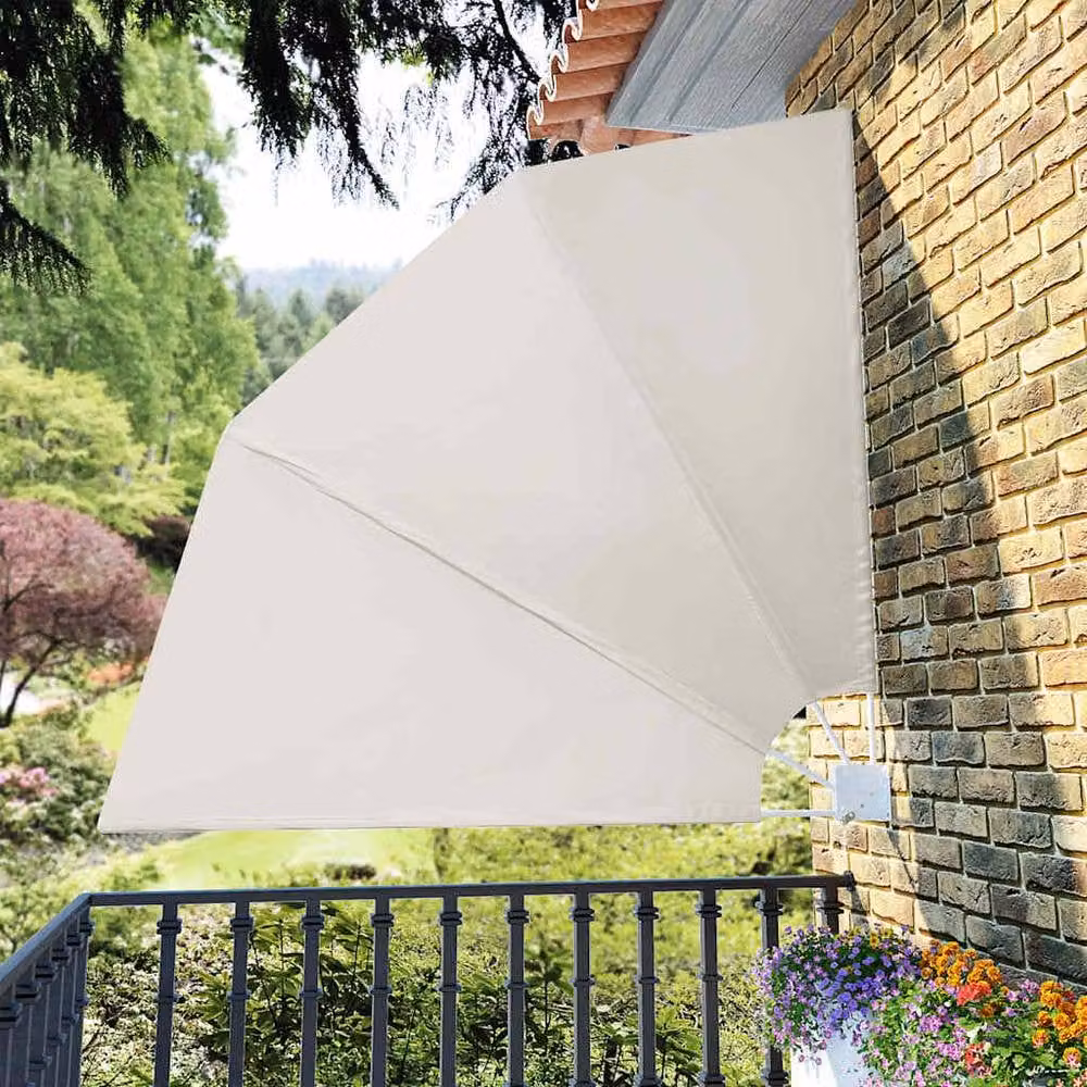 Berkfield Home Collapsible Balcony Side Awning in Beige, W/D/H: 210 x 210 x 210 cm – 1