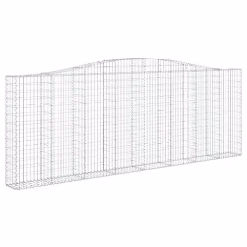 vidaXL Arched Gabion Baskets, 2 Pieces, Silver Galvanised Steel, W: 400 cm, D: 30 cm, H: 140/160 cm – 1