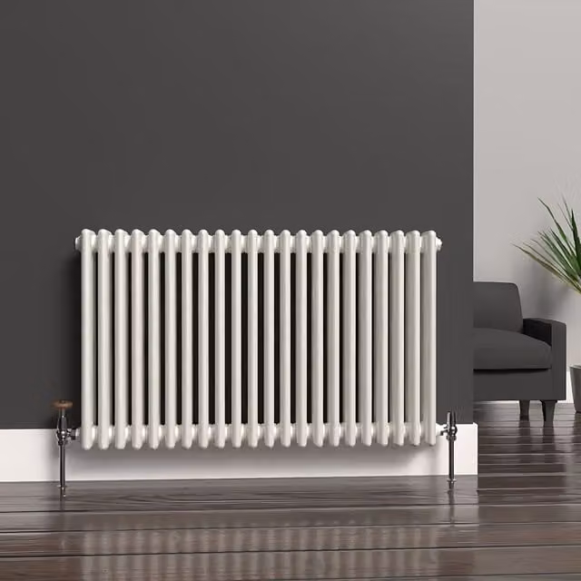 Lux Heat Horizontal 3 Column Steel Radiator in White, W: 101 cm, H: 60 cm