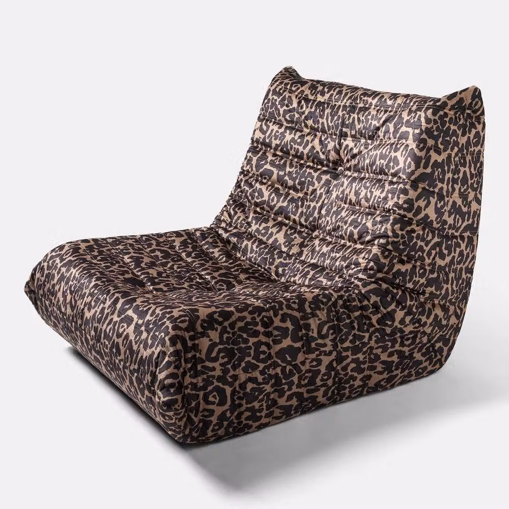 OHS Leopard Print Velvet Bean Bag Chair in Brown – 3