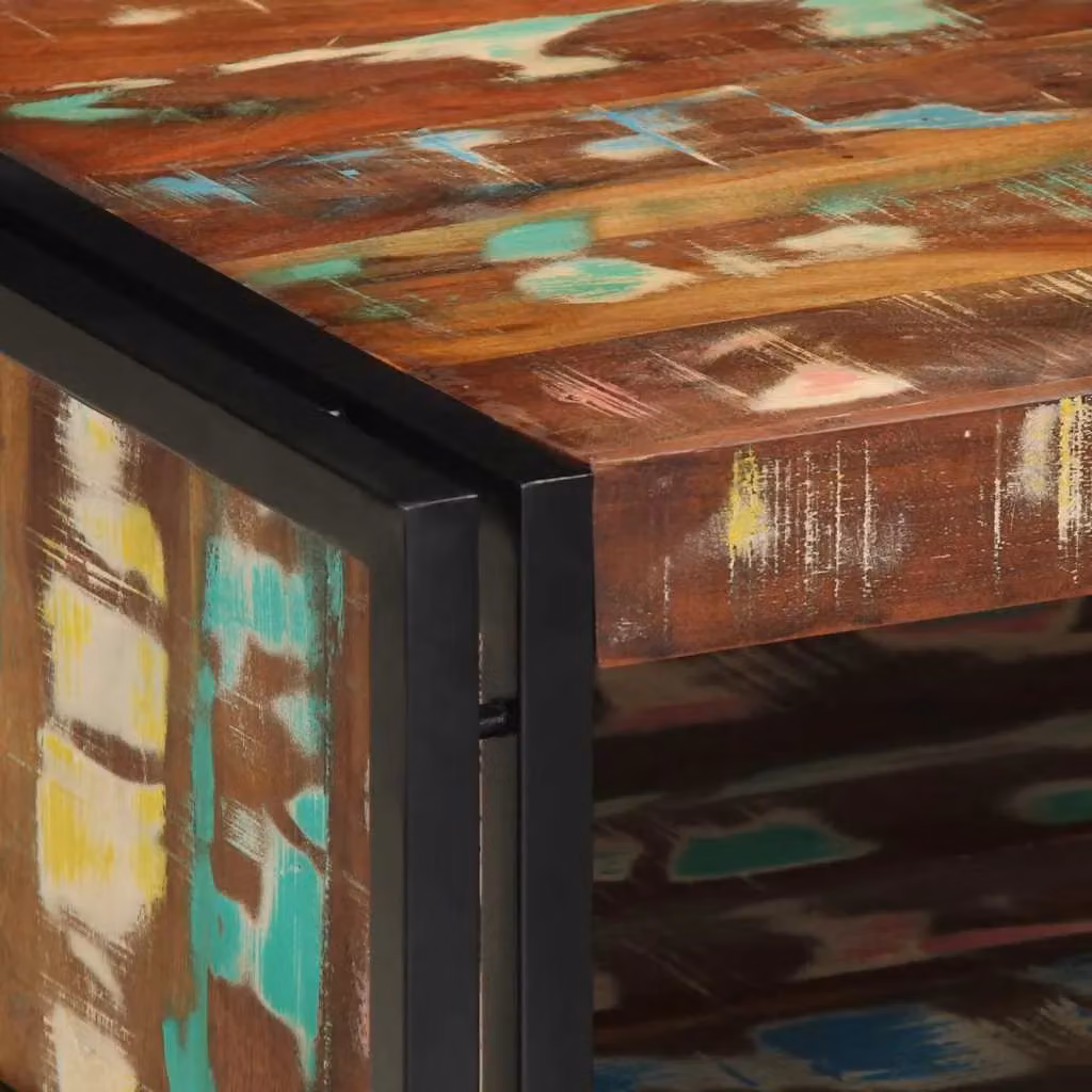 Berkfield Home Multicolour Reclaimed Solid Wood Coffee Table W: 70 cm, D: 50 cm, H: 38 cm – 4