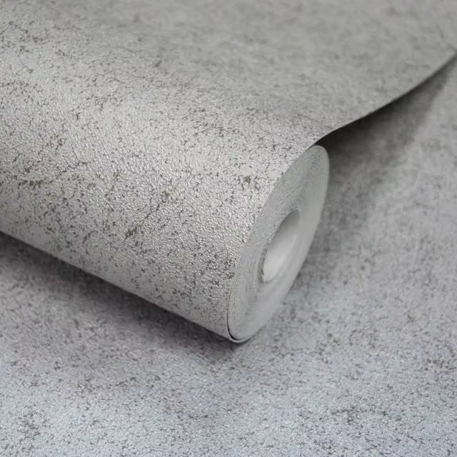 Grandeco Paul Moneypenny Metallic Silver Tissu Textured Abstract Vinyl Wallpaper