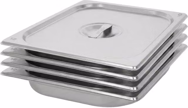 Argon Tableware Stainless Steel Gastronorm Containers with Lids, 1/2 Size, 1.75 l, Set of 4, Silver – 2