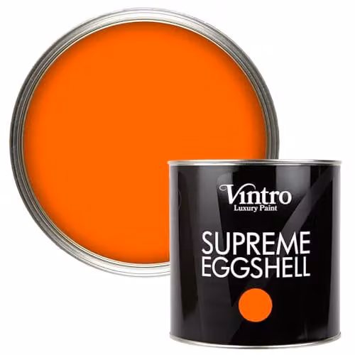Vintro Water Based Eggshell Paint for Walls, Wood and Trim in Orange Pumpkin, 2.5 l