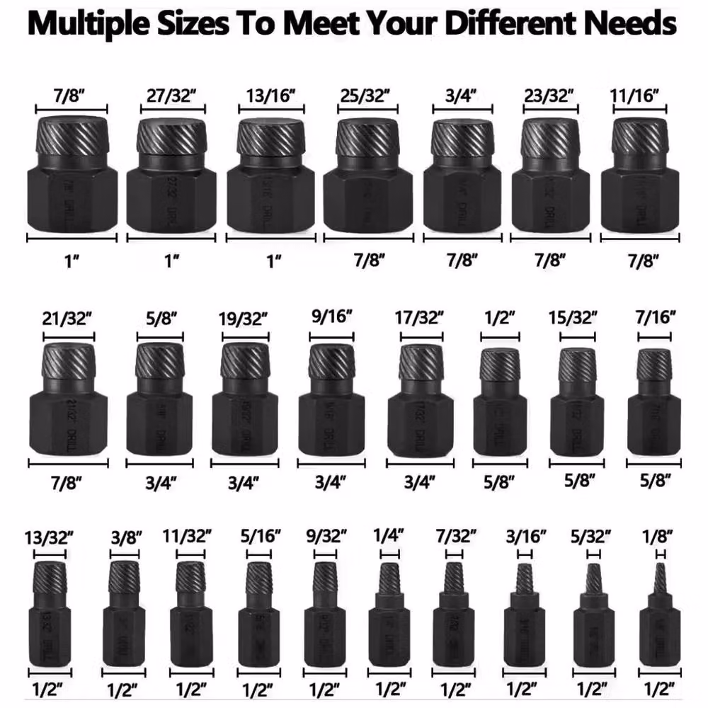 Ventryn 25-Piece Steel Extractor Socket Set for Damaged Screws and Stud Bolts in Black – 3