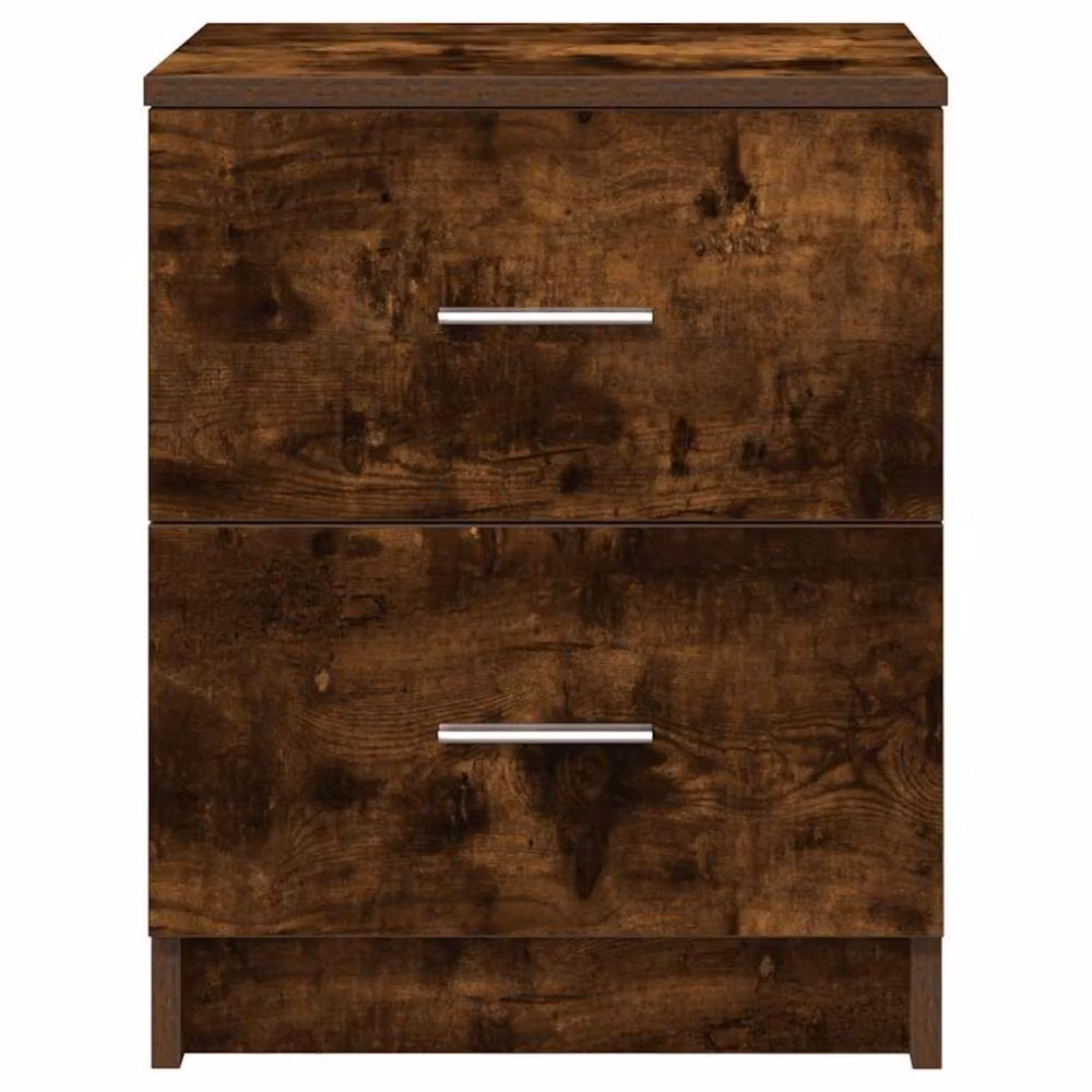 Berkfield Home Set of 2 Bedside Cabinets with 2 Drawers in Smoked Oak Brown, W/D/H: 40 x 36 x 50 cm – 3