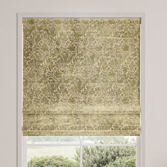 William Morris Compton Silhouette Apple Green Floral Velvet Made To Measure Roman Blind