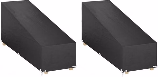 Berkfield Home Water-Repellent Sunlounger Covers, 2 Pack, Black, W: 205 cm, D: 75 cm, H: 40-70 cm