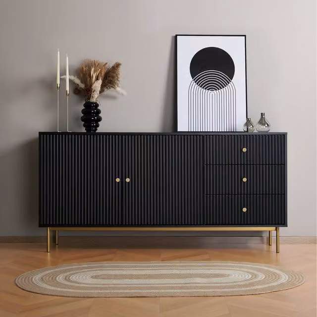 Devon Large Sideboard Cabinet with Storage in Matt Black