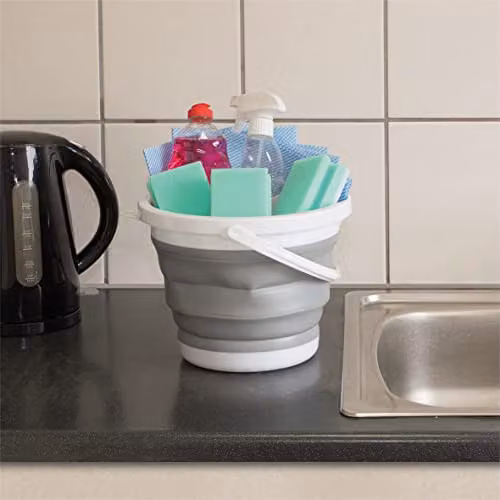St Helens Home and Garden Collapsible Plastic Bucket with Handle, Grey, 5L – 2
