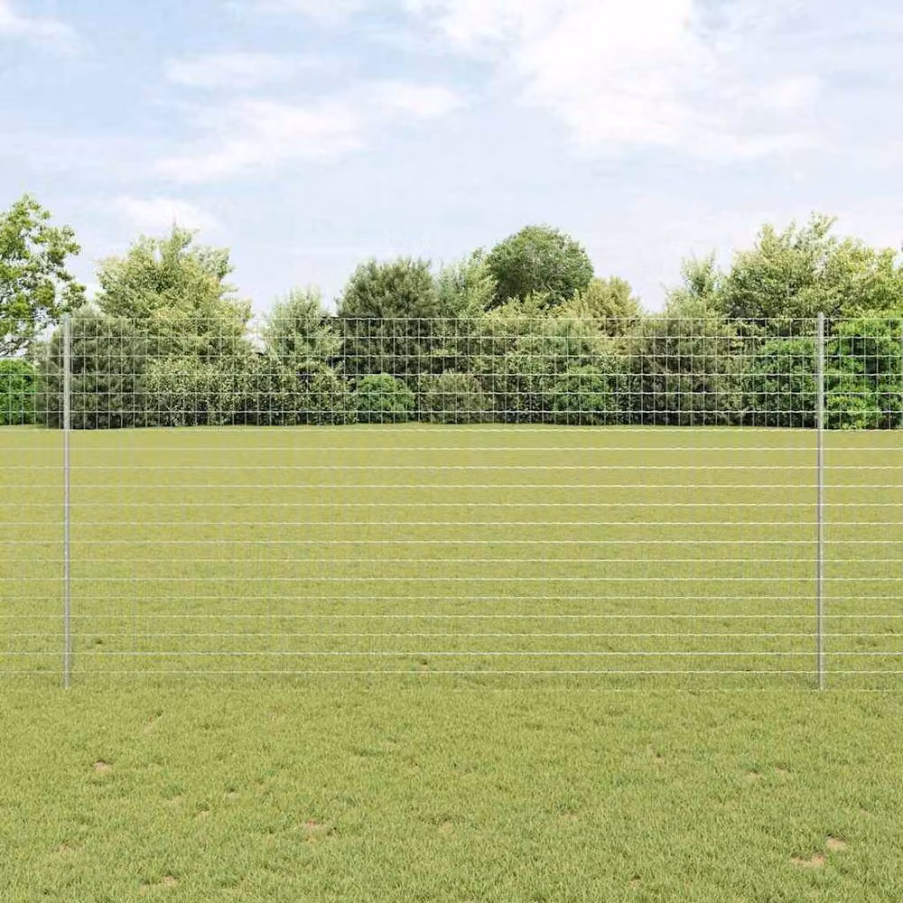 Berkfield Home Euro Fence with 10 U-Profile Posts, Galvanised Steel, Silver/Grey, 6 x 10 m – 2