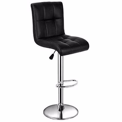 Gr8 Home Set of 2 Black Faux Leather Swivel Breakfast Bar Stools with Chrome Gas Lift – 2