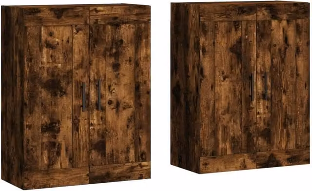 Berkfield Home Set of 2 Wall Mounted Cabinets in Smoked Oak Brown Engineered Wood