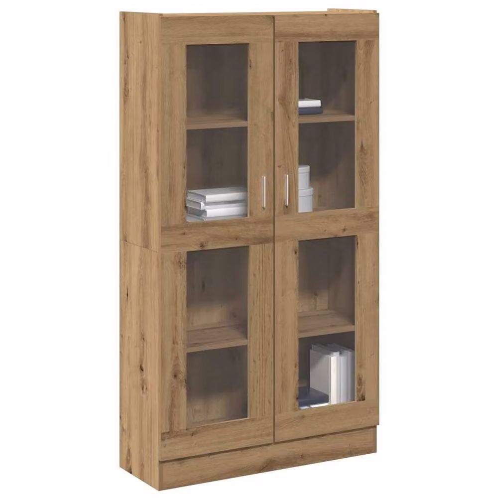 Berkfield Home Artisan Oak Highboard in Brown with Glass Doors, W/D/H: 82.5 x 30.5 x 150 cm – 2