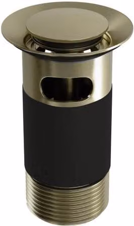 Balterley Round Click-Clack Slotted Basin Waste with Overflow, Top Fix Installation, Brushed Brass, W/D/H: 10.3 x 6.0 x 10.4 cm