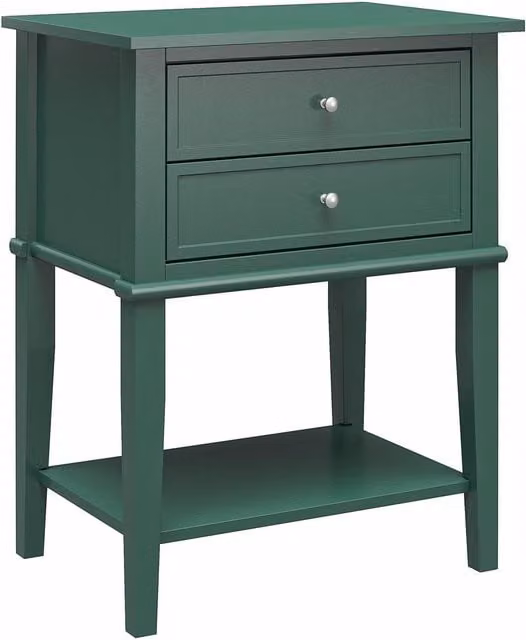 Ameriwood Home Franklin Accent Table with 2 Drawers in Hunter Green